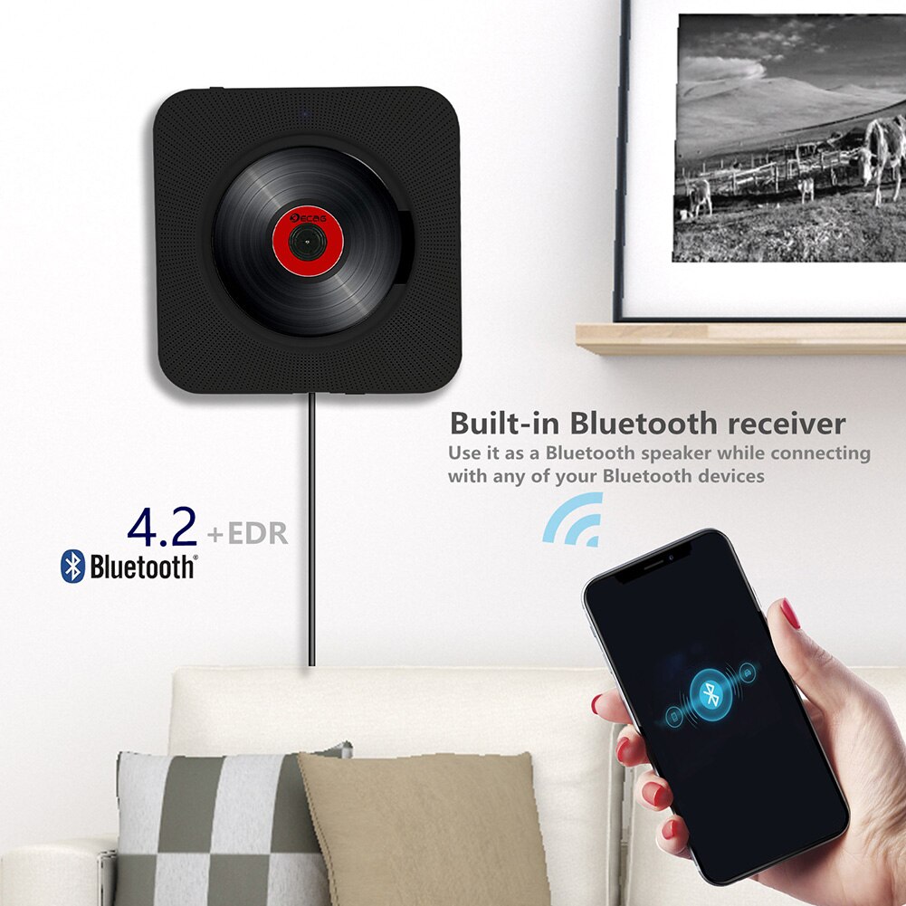 Wandmontage Cd Surround Sound Fm Radio Bluetooth Us Plug Disk Draagbare Muziekspeler Afstandsbediening Stereo Speaker Thuis