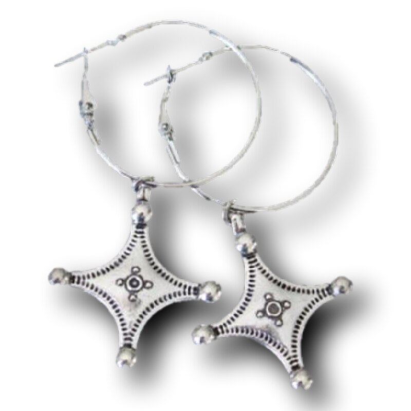 1 Paar Marokkaanse Berber Cross Tuareg Symbool Opknoping Oorbellen, Marokkaanse Geïnspireerd Oorbellen, Opknoping Kopie Elements Bohemian Oorbellen