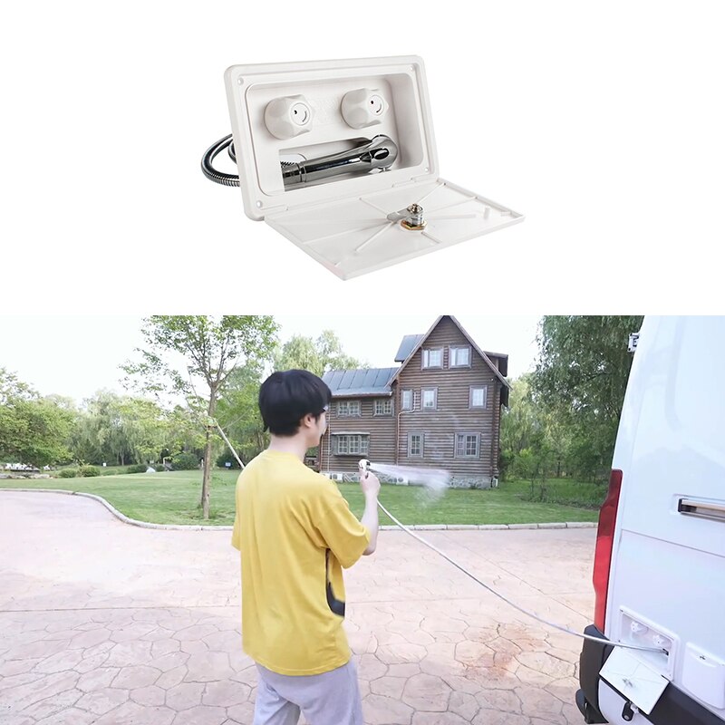 Rv Camper Van Externe Douche Box Kit Met Slot Warm En Koud Water Aparte Switch Douche Caravan Accessoires Modificatie