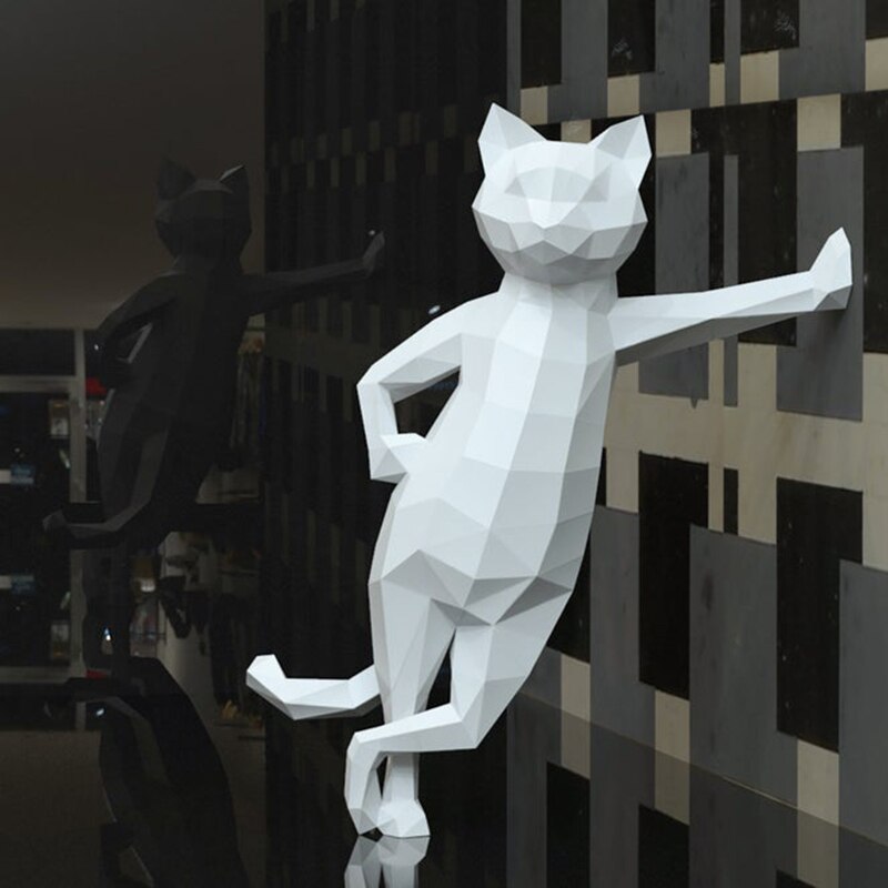 70cm beau chat papier 3D bricolage manuel décorations pour la maison décoration murale fait à la main mignon géométrique papier figurines d'action jouets