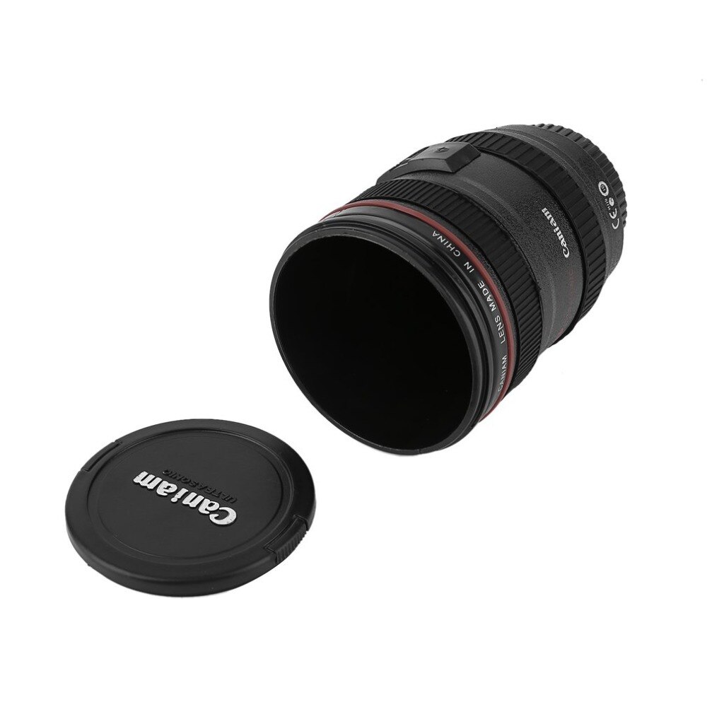 Durable DIY Stainless Steel ABS Travel Coffee Mugs Tea Cup Water Coffee Camera Lens Cup With Lid Drinkware