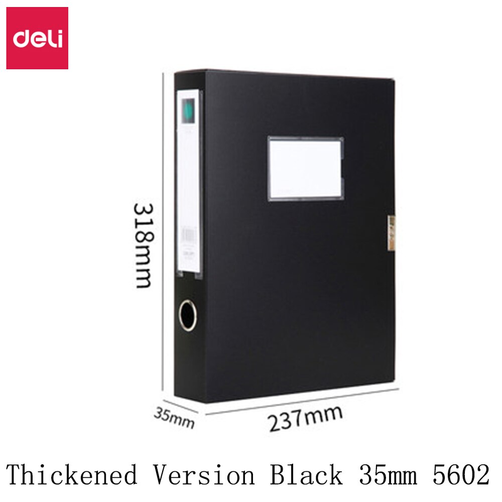 Deli filboks  a4 filboks klebrig databoks mappe lagringsboks filsett multispesifikasjoner stor kapasitet lagringsfilassistent: Fortykket svart 35mm