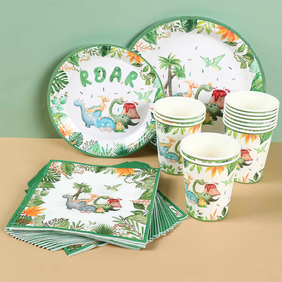 Jednorazowa zastawa stołowa z dinozaurem Rzek Dinozaur Dekoracja urodzinowa Dzieci Chłopiec Baby Shower Dżungla Safari Urodziny Supplies