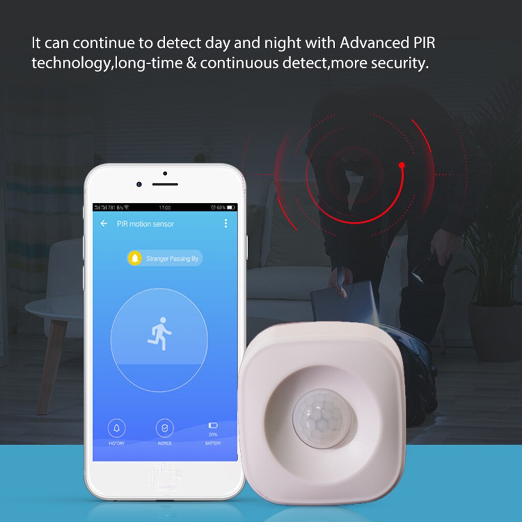 Smart Wireless PIR Motion Sensor WIFI Home Office Security Alarm Replacement for Android/IOS Phone