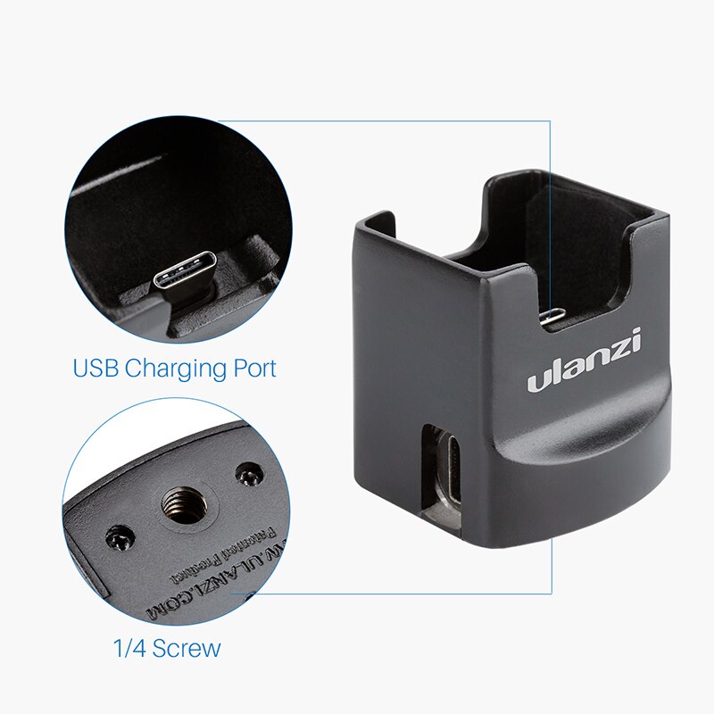 ULANZI OP-2 Stativ Ladung Basis Befestigt Halfter Stehen 1/4'' Schraube mit USB Typ C Hafen für DJI Osmo Tasche Kamera