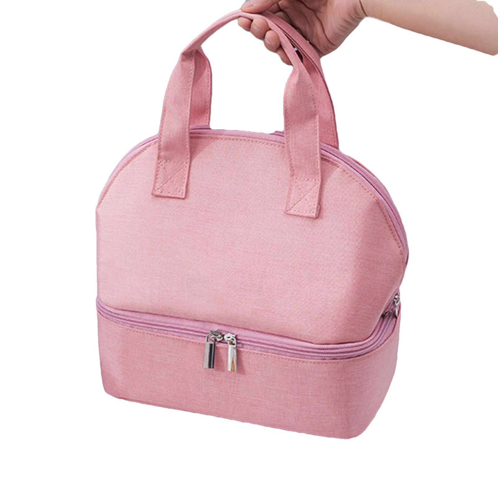 Herbruikbare Thermische Geïsoleerde Tas Lekvrije Effen Kleur Lunch Tote Voor Kinderen En Volwassenen (Blauw, Grijs, roze): Roze