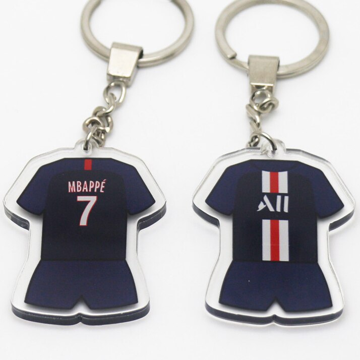 LXJERY Uniforme di Calcio Calcio Portachiavi Doppio Acrilico Parteggiato Modello Catena Chiave Zainetto Decorazioni Anello Chiave per Ventole: Mbappe