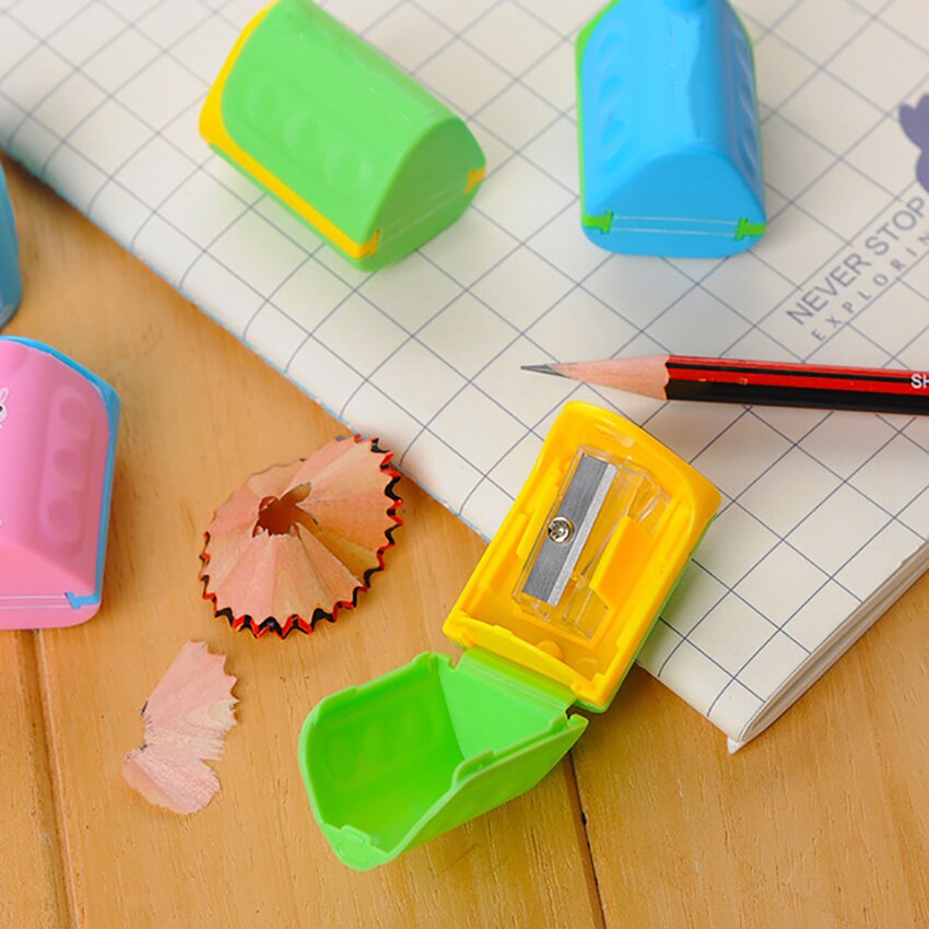 Sacapuntas de lápiz con forma geométrica para estudiantes Sacapuntas de lápiz Manual de un solo orificio de plástico de tamaño compacto para escuela, hogar y oficina