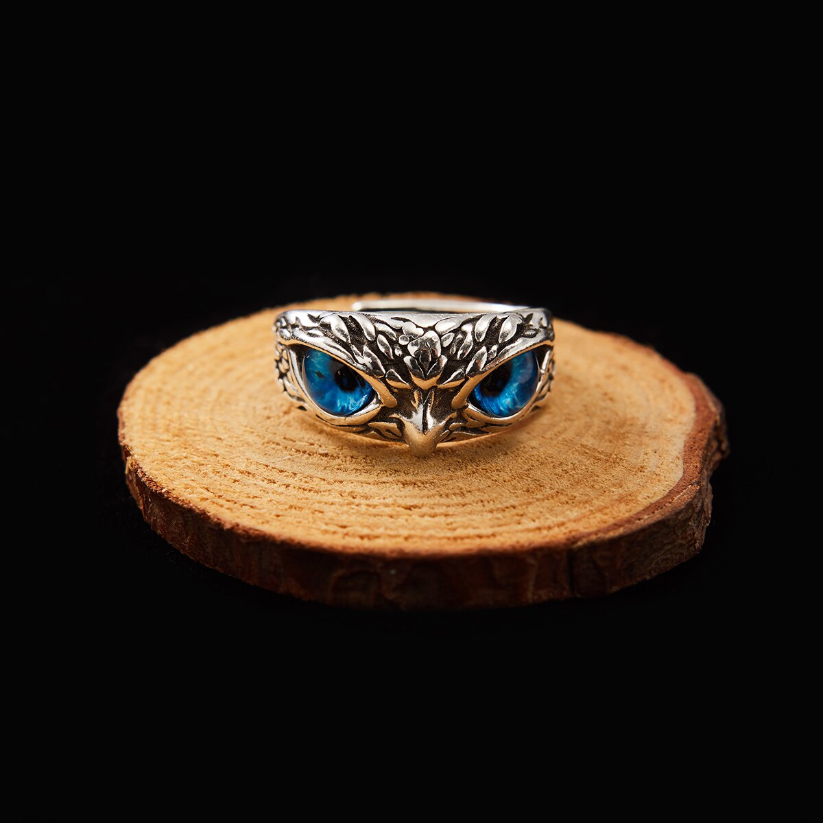 Jahrgang Niedlichen Blauen Augen Eule Ring Für Männer Frauen Offene Ringe Silber Farbe Engagement Hochzeit Paar Ring Schmuck: 1