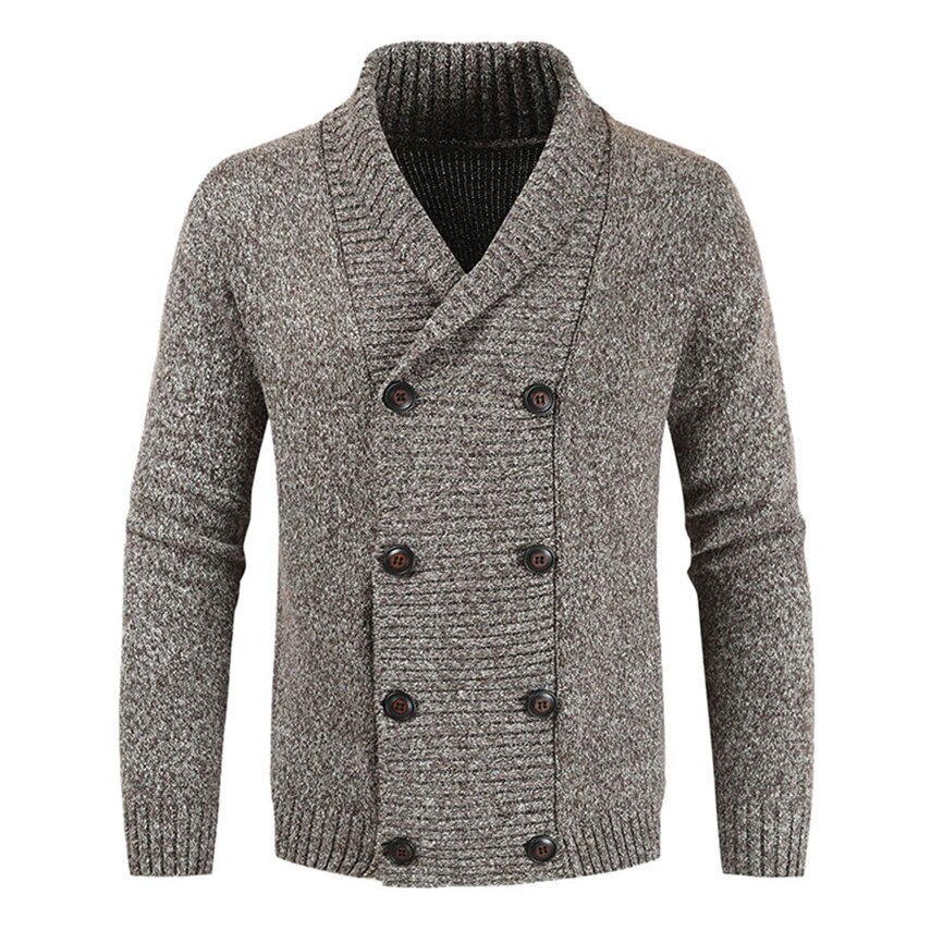Homme décontracté tricot double boutonnage couleur unie veste Cardigan à manches longues Basical tricoté chandail manteau