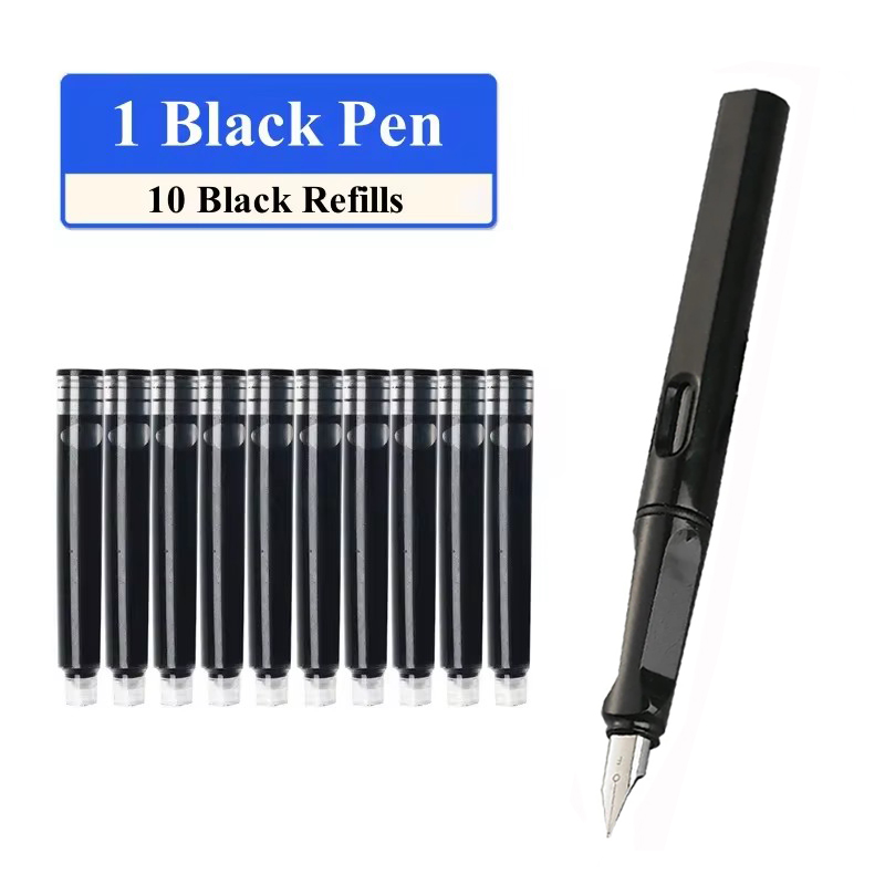 Fountain Pen Set Replaceable Ink Refill Calligraphy Multifunction Pens For Writing 0.38mm Office School Stationery Supplies: WHITE