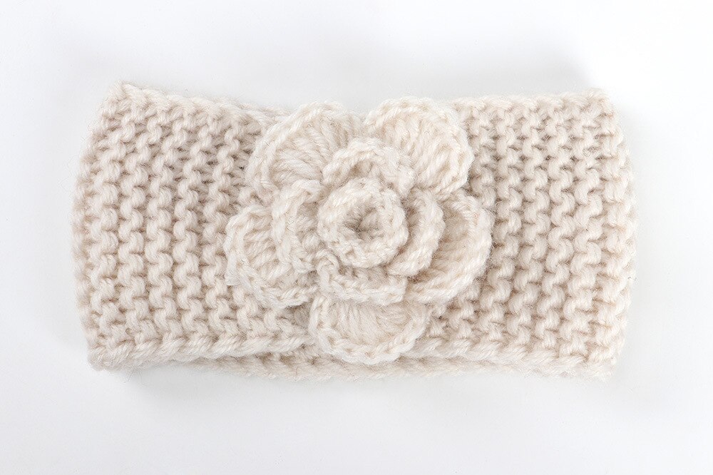 Nouvelle doux bébé hiver garder au fleur tricot laine infantile enfants fille bandeau phtographie accessoires bébé cheveux accessoires: Beige