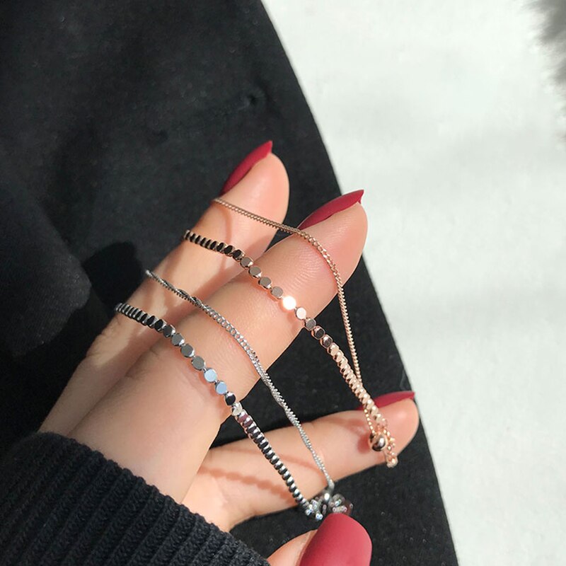 S925 stempel zilveren kleur dubbele laag kralen ketting armband delicate kleine kralen armband voor vrouwen sieraden s -b350