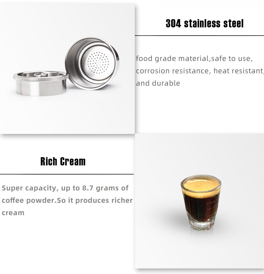 Capsule métallique rechargeable et réutilisable, dosette en acier inoxydable, adapté à la machine à café lily