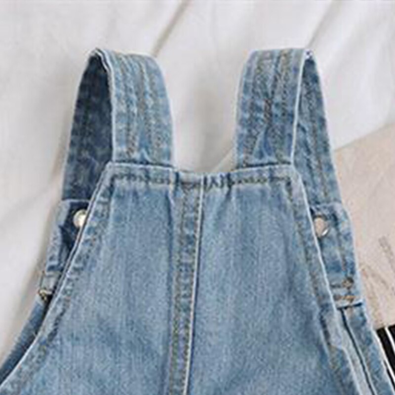 Menoea Summer Boys Girls Overalls Cotton Kids Strap Denim Shorts Teenager Girls Boys Denim Jeans Casual Trousers
