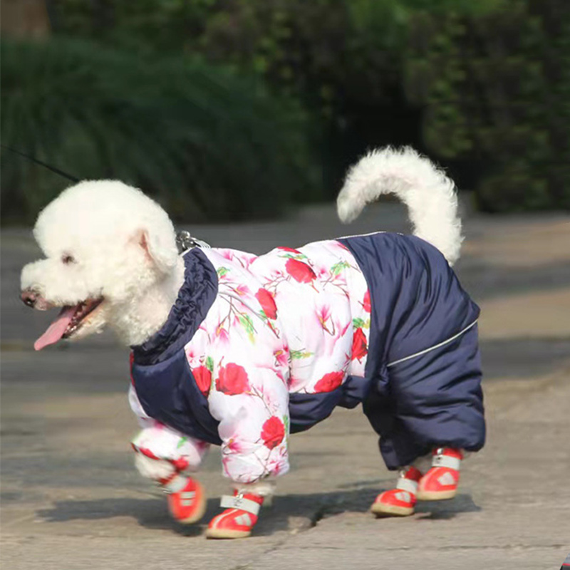 Haustier Hund Baumwolle Kleidung Plus Vlies Wasserdichte Winddicht Verdicken Pitbull Teddy Bulldogge Schneeanzug Winter Haustier Vierbeinigen Kleidung