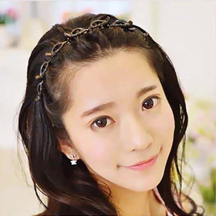 Double Hair Pin Clips Headband With Clip For Women Double Layer Bands Clip Hairbands Plastic Braided Headband