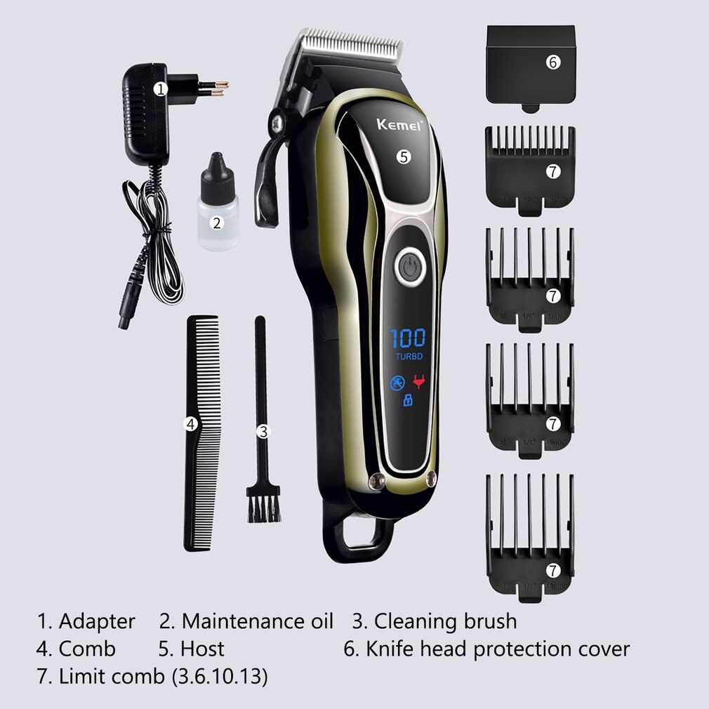 Men Electric LCD Hair Clipper Grooming Clippers Trimmer Haircut Machine Barber Shaver