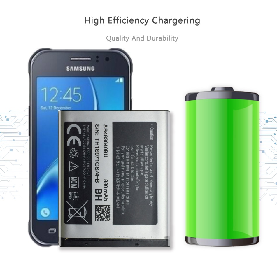 AB483640BU Battery For Samsung GT-C3050C GT-S7350C SCH-F619 GT-C3050 SGH-F110 SGH-F118 SGH-E740 SGH-L600 800mAh + Free Cable