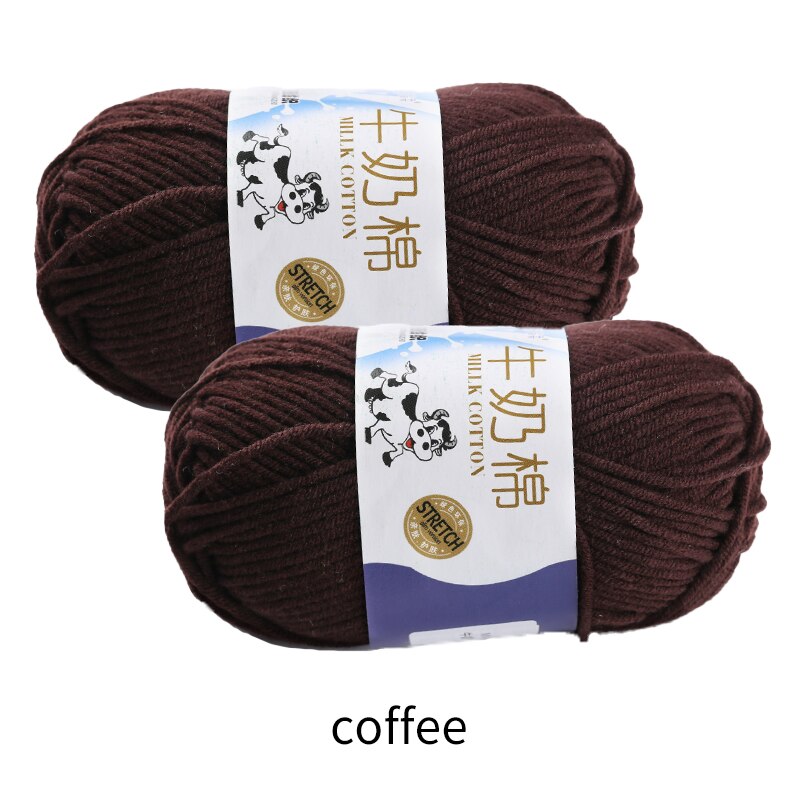 Katoen 2 Stks/set 100G Koffie Kleur Baby Wol Haak Pakket Sjaal Garen Breien Gehaakte Naaien Materiaal Zachte Handgemaakte Craft voor Naaien: Default Title