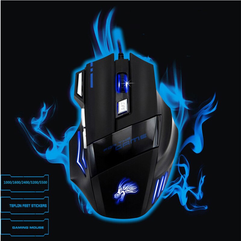 Wired Gaming Mouse 5500 DPI 7 Buttons LED Optical USB Wired Mice for Pro Gamer Computer Better than X7 mause