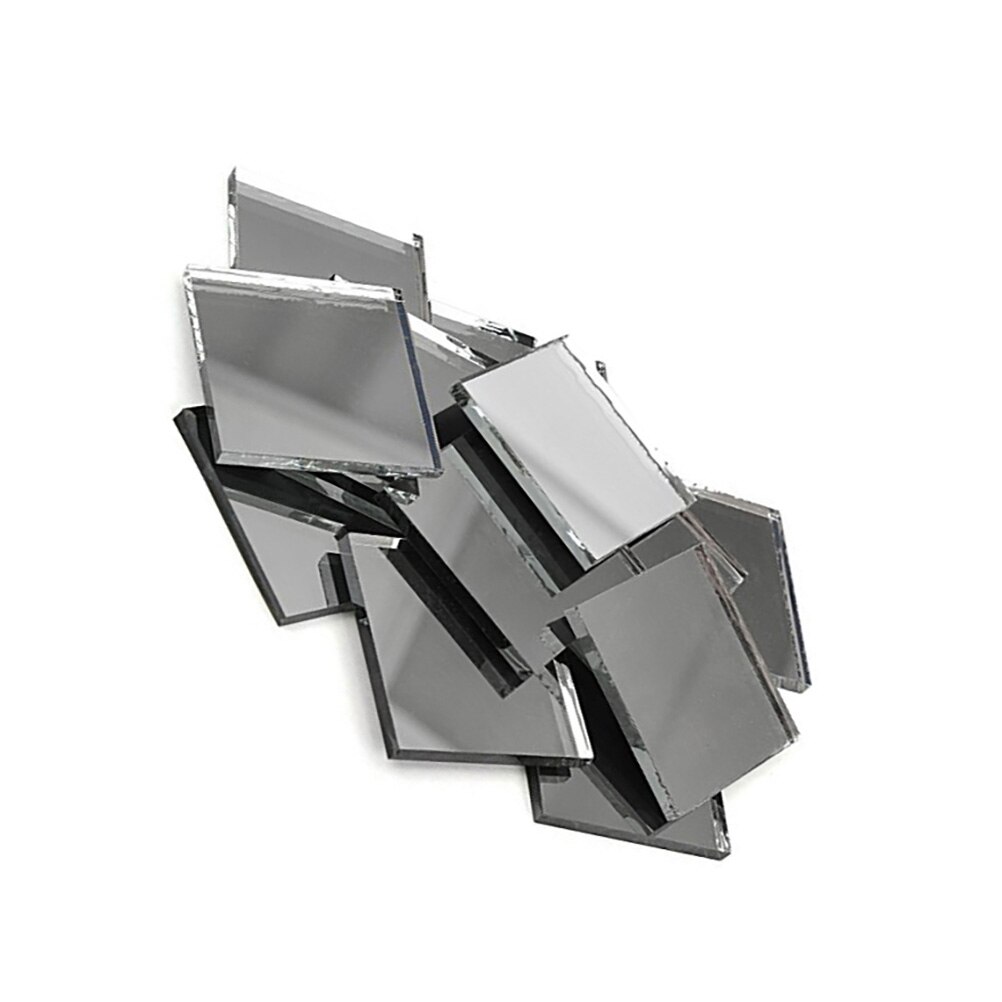 200pcs Small Square Glass Crafts Real Glass Mirror Mosaic Tiles 1x1cm