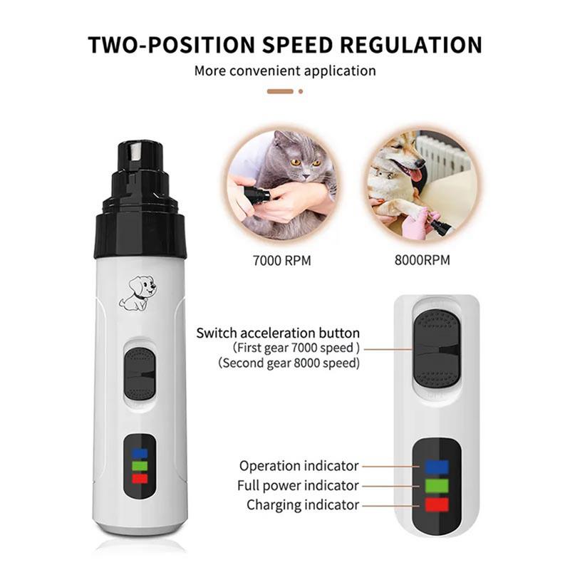 Nagelschleifer für Hunde, leise Nagelfeile für kleine Hunde, USB-Aufladung, Pfotenpflege- und Glättungswerkzeug, leise elektrische Nagelfeile für Hunde und Zehen