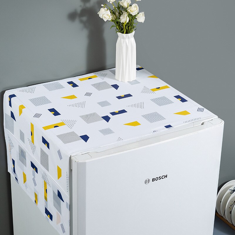 Cubierta blanca antipolvo para refrigerador, con bolsa de almacenamiento, cubierta impermeable para muebles, patrón de necesidad diaria Simple