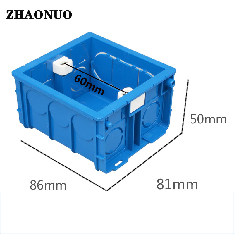 Type 86 Wall Switch Socket Junction Box Splicing Cassette PVC Concealed Bottom Box Wire Plastic Cases: 86 Type Blue