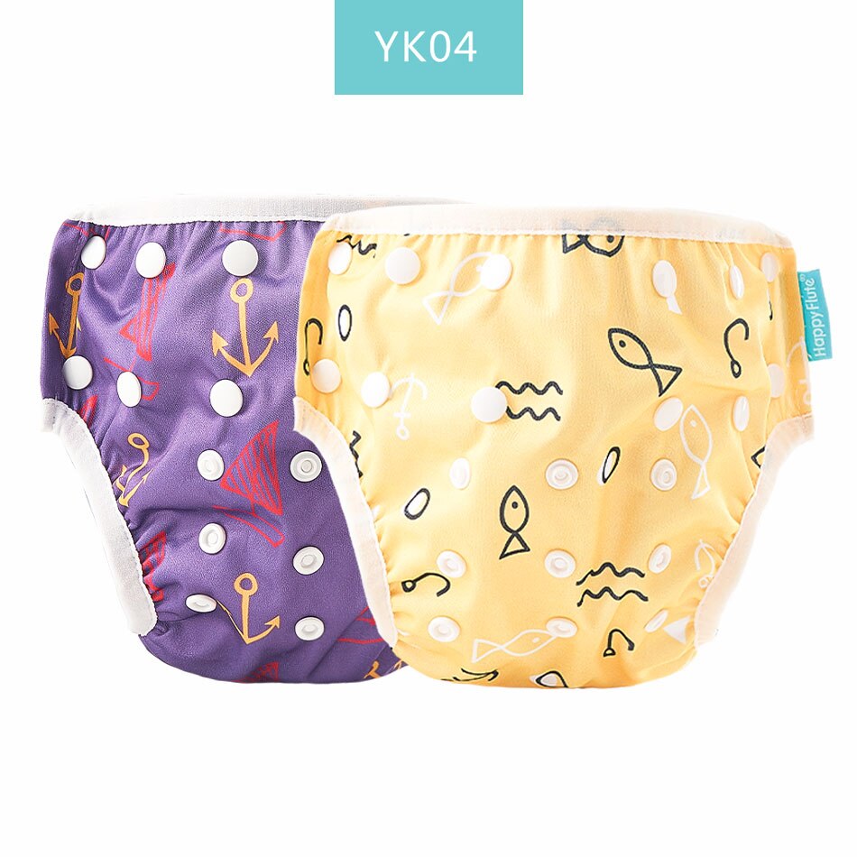 Happy Flute – couche-culotte ajustable en tissu réutilisable pour bébé, 2 pièces, housse lavable, pour l'été, pantalon de piscine: YK04