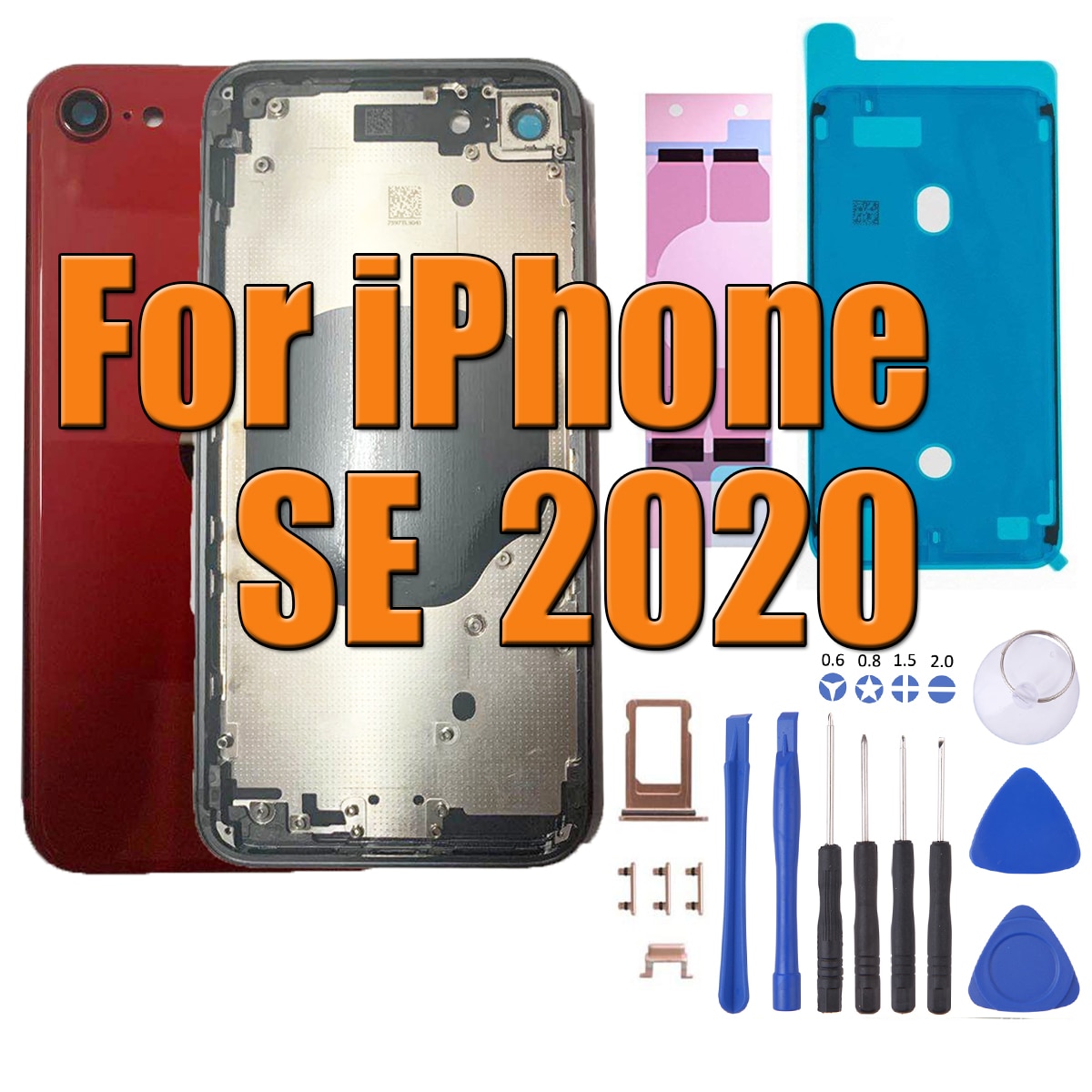 Dla iPhone SE 2020 OEM jakość powrót środkowa rama obudowa obudowa tylna pokrywa z tacą karty SIM czarny biały czerwony wymiana