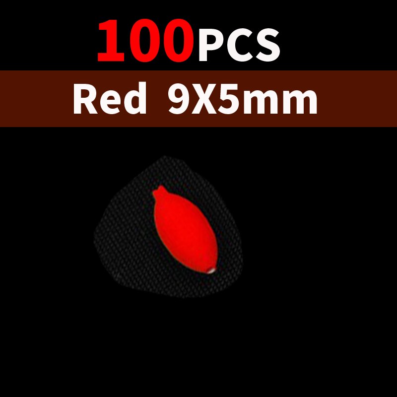 [100PCS/lot] Seven-star Oval mini fishing float bobber rig making fishing floating beans beads fishing accessories no stopper: Red 9X5mm