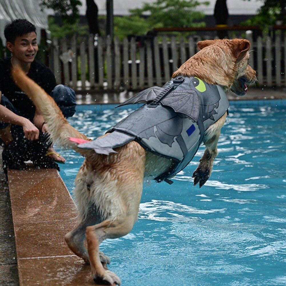 Gilet de sauvetage pour animaux de compagnie, modèle Dragon volant, vêtements de natation pour chiens, bouledogue français, été