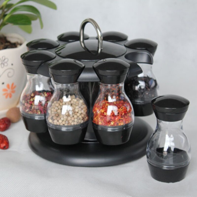 Roterende Cruet Kruiderij Kruiden Potten Set Voor Specerijen Peper Sprays Flessen Zout Shakers Houder Keuken Opslag Rack Organizer