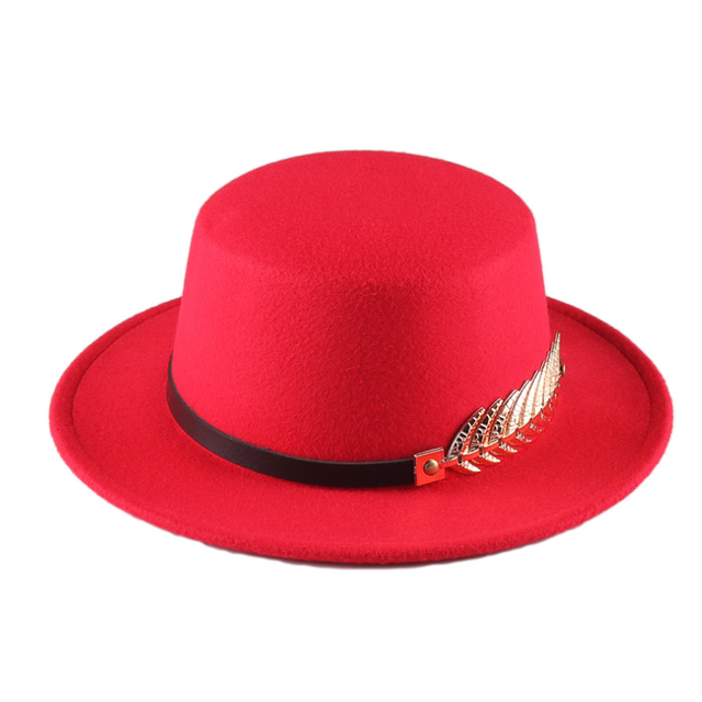 Retro Vilten Hoeden Zwart Voor Vrouwen Met Brede Rand Riem Kerk Mannen Jazz Godfather Fedora Hoed Versierd Dames Schipper hoed Platte: 6