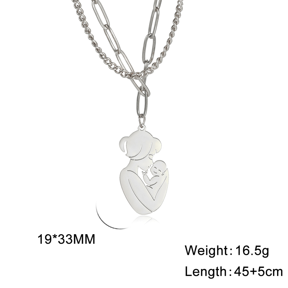 Cazador encantador colgante familiar para mamá, papá, niños, bebé, mujer embarazada, gargantilla de acero inoxidable, joyería, del Día de la madre,: Bronce antiguo plateado