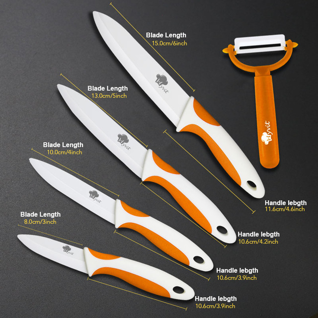 Keramik Messer Küche 3 4 5 6 Zoll Koch Utilityw Halfter Schäler Weiß Zirkonia Klinge Obst Gemüse Kochen Werkzeug 4 stück einstellen: 3456 Orangewhite