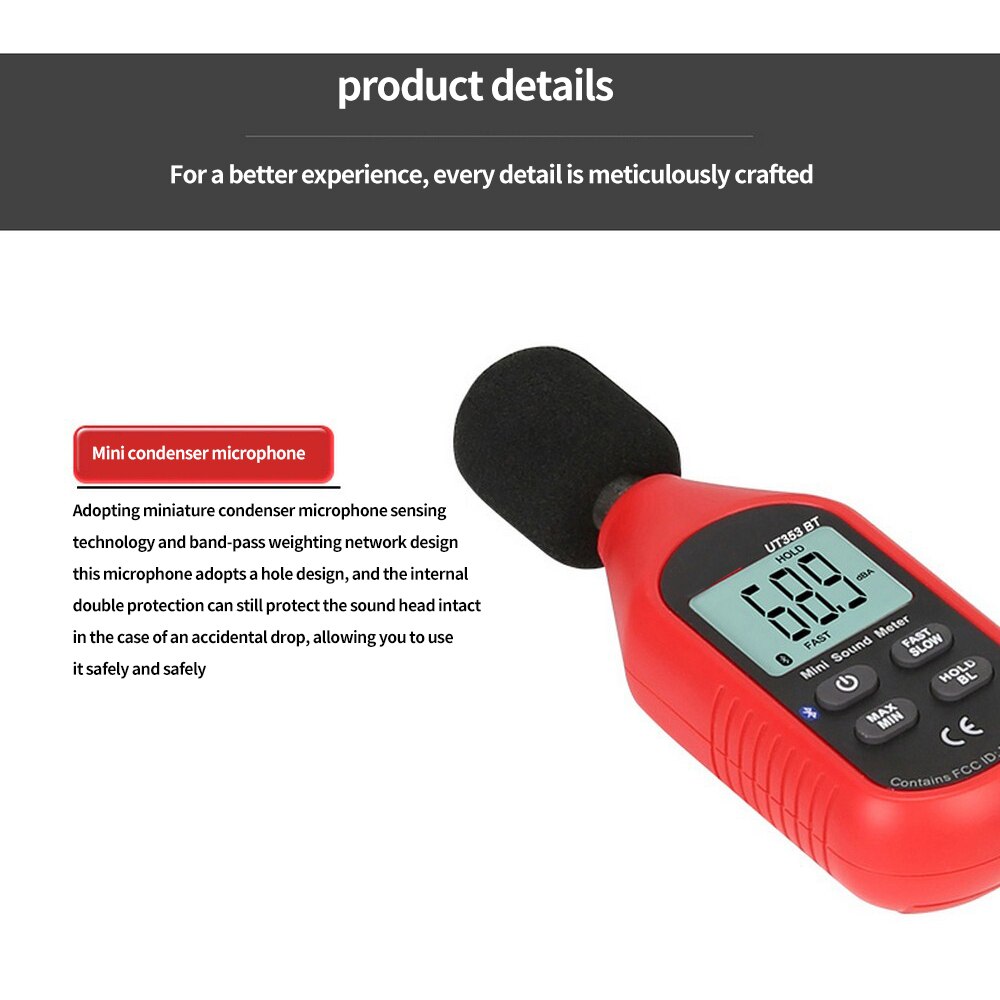 Portable Noise Tester Mini Noise Decibel Meter Noise Test Volume Detector Smart Test Sound Tool Can Be Connected To Bluetooth