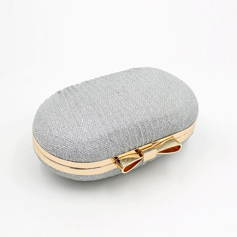Pochette de soirée noire et argentée pour femmes, sac à main brillant de mariage, sac à bandoulière avec nœud en métal scintillant pour femmes, pochette avec chaîne