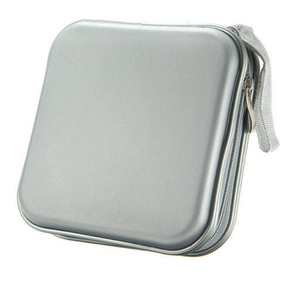 Draagbare 40Pcs Disc Cd Dvd Wallet Organizer Case Dozen Houder Cd Mouwen Hard Bag Album Box Gevallen Met rits: Silver