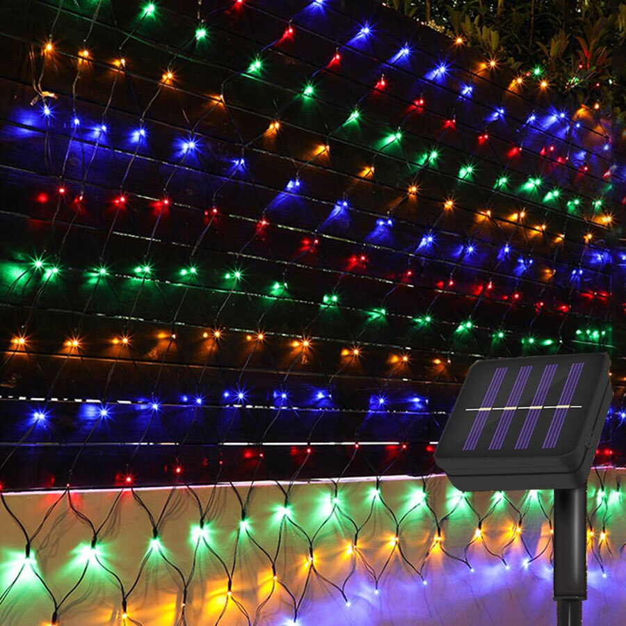 Thrisdar 2 x 3m 204 led zonne-net gaas lichtsnoer kerst zonne-raamgordijn lichtslinger zonne-boom-wikkellicht