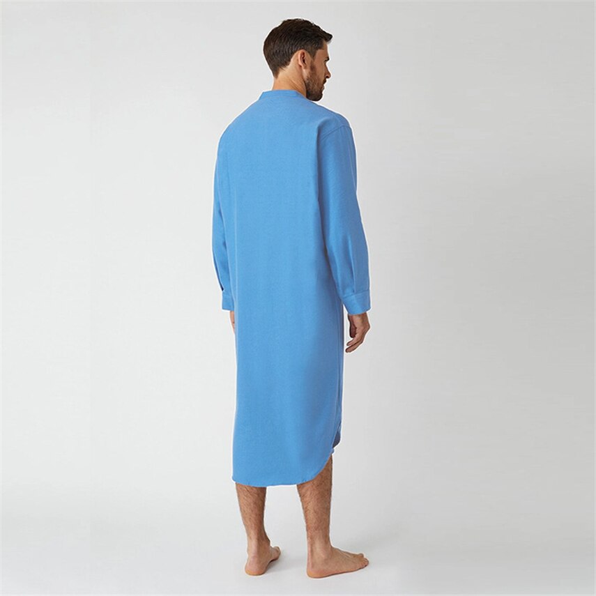 Mannen Moslim Lange Robe Islamitische Kleding Effen Karftan Jubba Thobe Dubai Saudi Arabië Thuis Gebed Dragen Nachtjapon Abaya Jurk