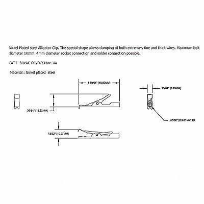 Alligator Clips 4mm Socket Connection and Solder Connection Fang Tooth Alligator CL4AGF20