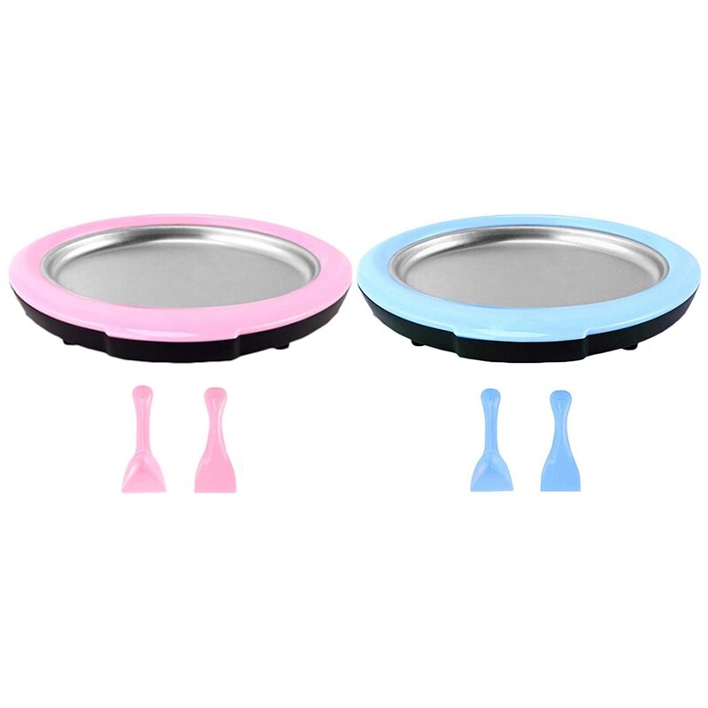 Rolled Ice Cream Maker - Instant Ice Cream Maker Pan with 2 Spatulas, Round Sweet Spot Ice Cream Maker for Kids