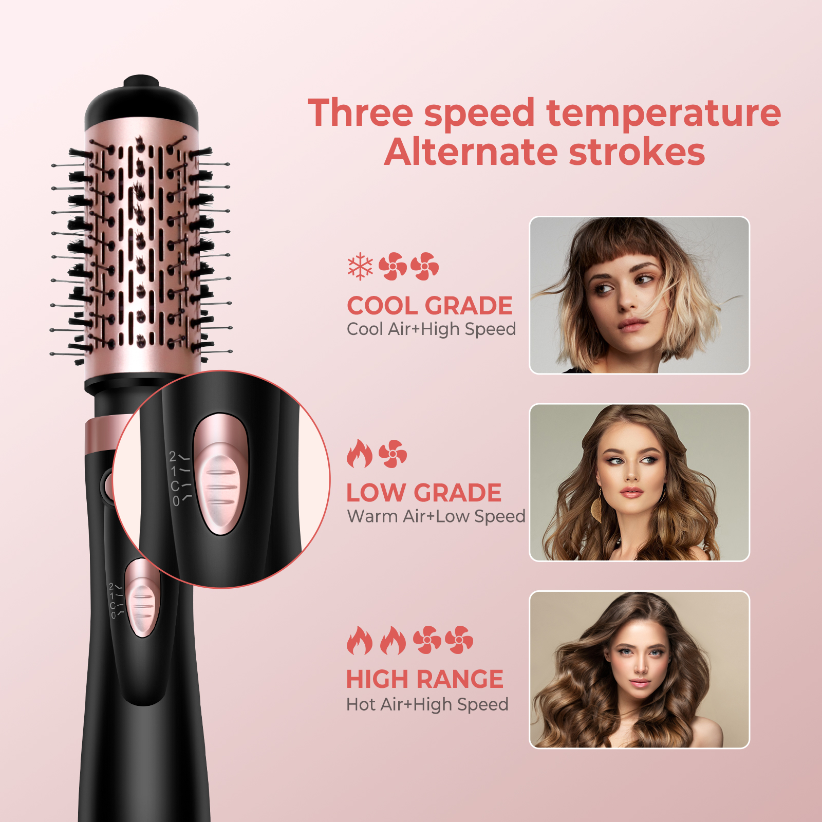 3 in Hair Dryer Brush Rotating Blow Dryer Brush Air Styler Electric Hairdryer Air Spin Brush Set Curling Iron Comb