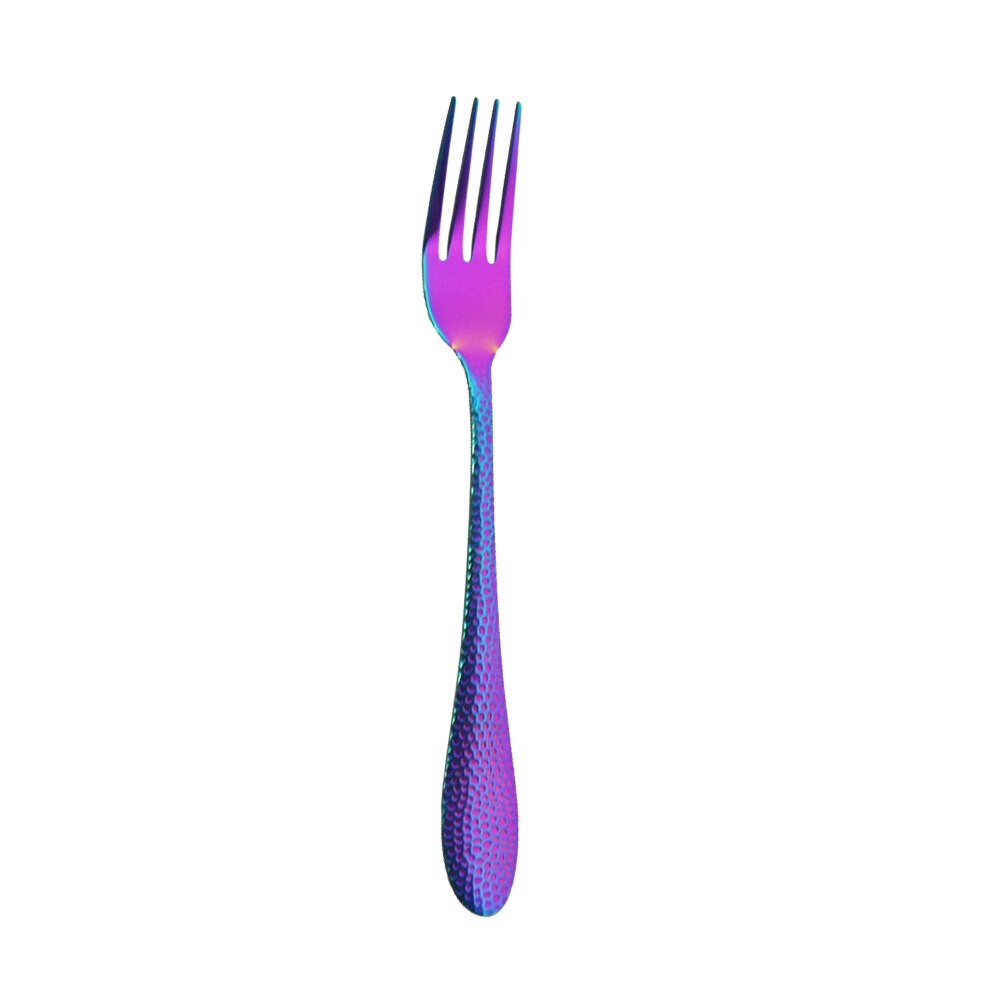 Noir brillant ensemble de couverts couteau fourchette cuillère dîner ensemble cuisine argenterie couverts vaisselle ensemble 304 acier inoxydable vaisselle ensemble: 1Pc Rianbow Fork