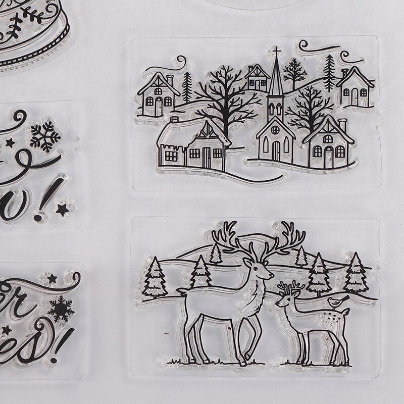 Baggrund juletræsstempel diy legetøjskort silikone rulle gennemsigtige klare frimærker til børn