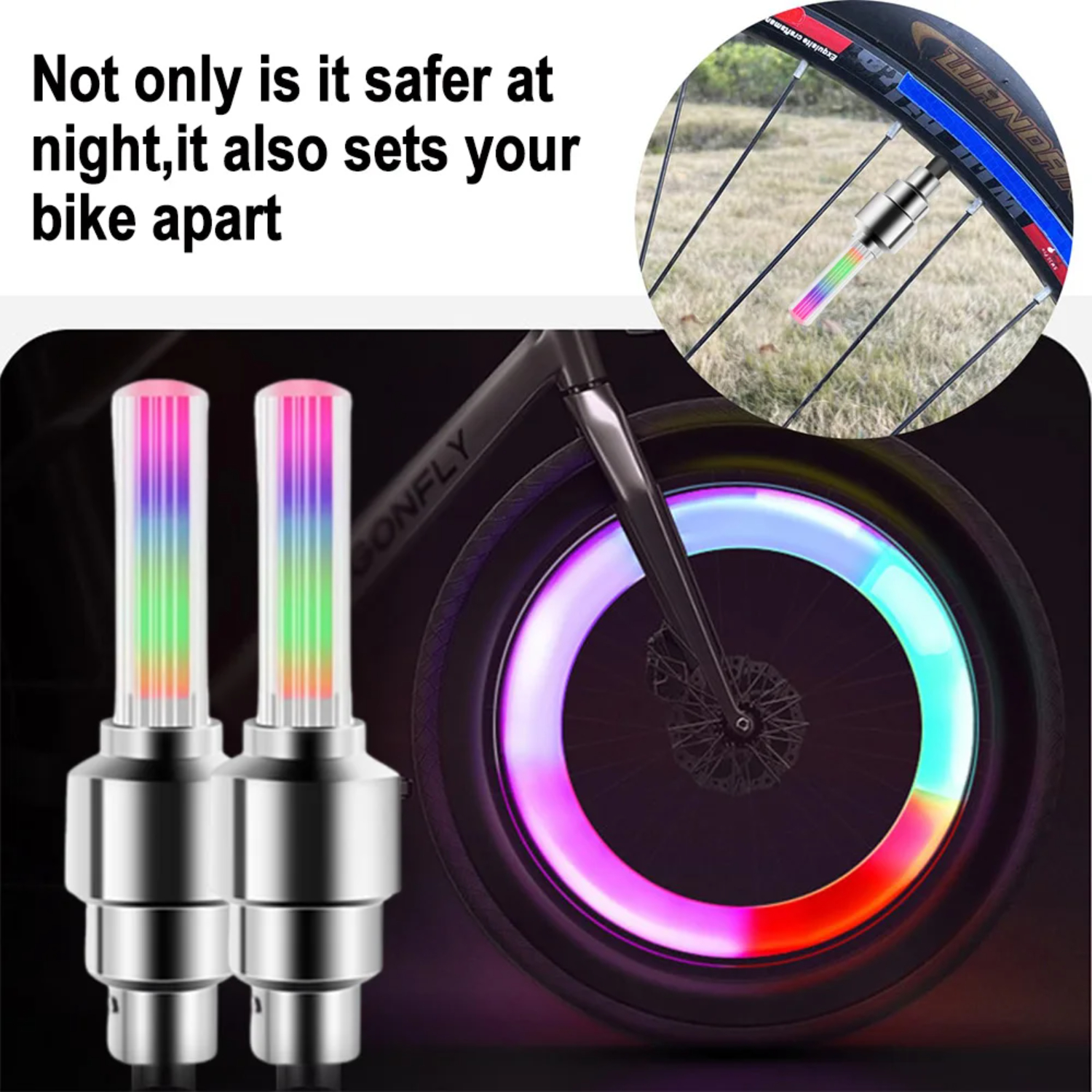 Enhanced Visibility Stylish and Safe Neon Bicycle Spoke Light for Night Riding, Bright Essential Illuminated Nighttime Warning V