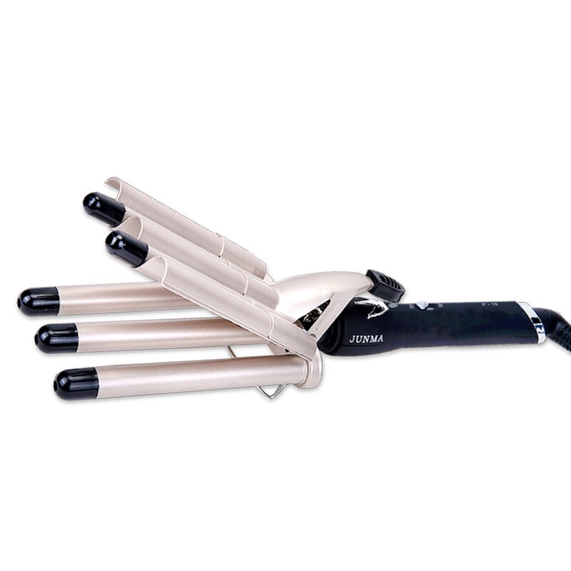 Hair Crimper Curling Iron Ceramic Crimpers Wavers Curler Wand Fast Heating five 5 Barrels Hair Waver Tools for All Types of Hair: Gold / AU