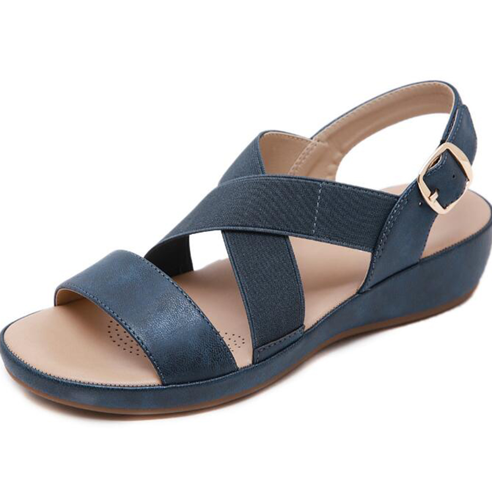 Verano nuevas sandalias planas Zapatos para mujer tipo gladiador punta abierta sandalias de cuña Mujer Casual calzado de playa con plataforma hy61